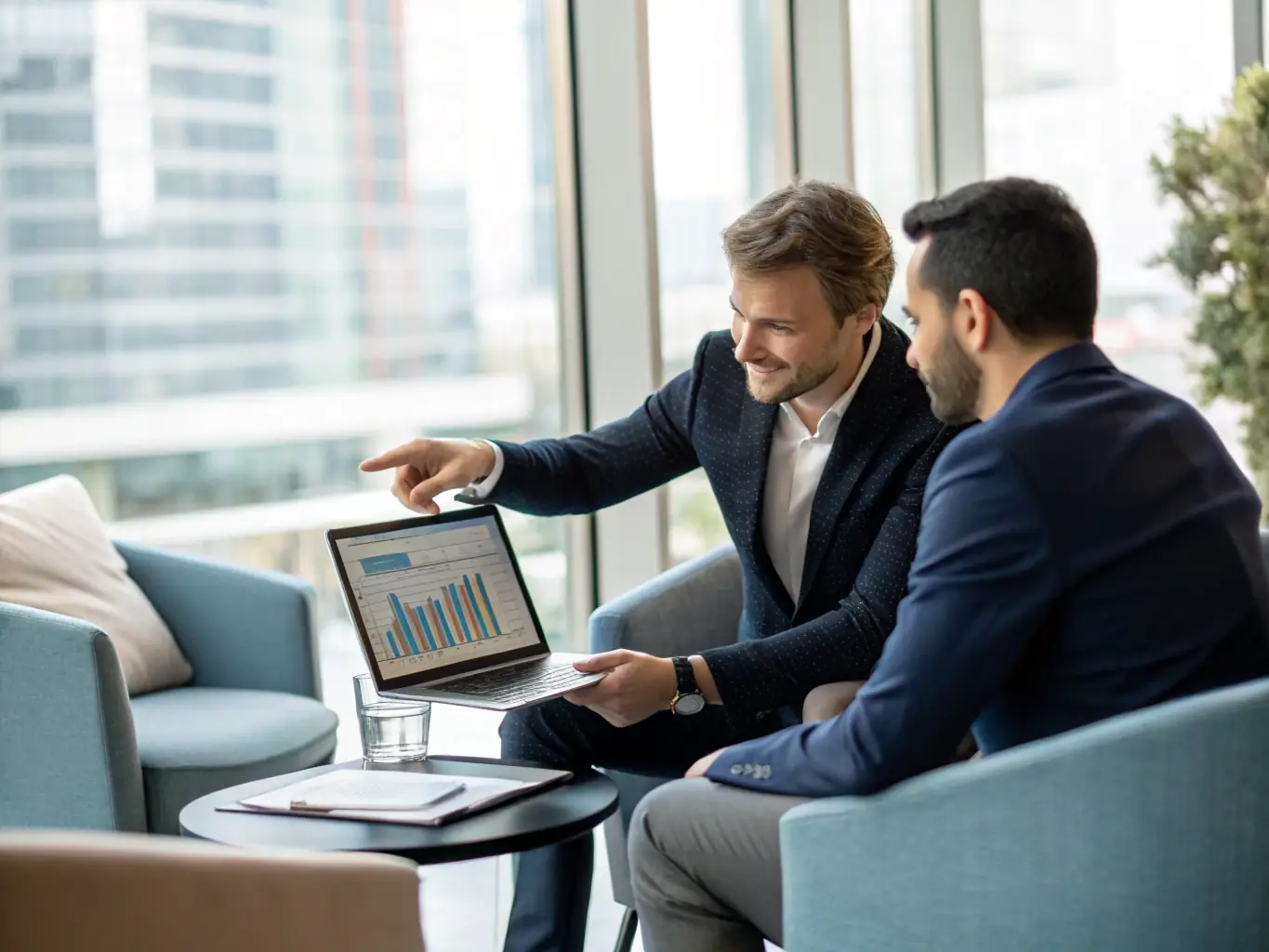 An image of a business analyst presenting market insights to a client, using data visualisation tools to highlight key trends and opportunities in the South African market, with a focus on local consumer behaviour.